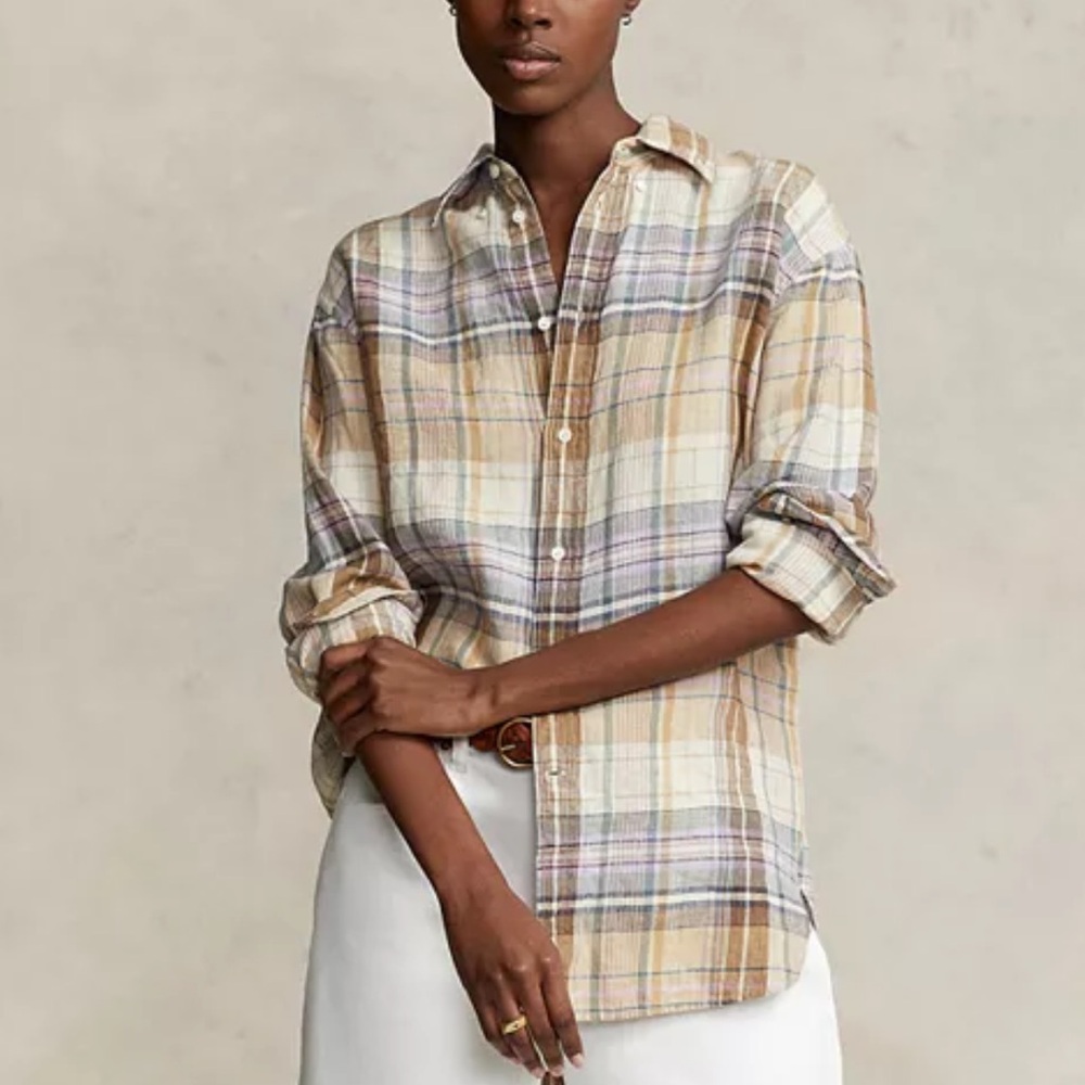 Polo Ralph Lauren Plaid Linen Button Down Shirt
